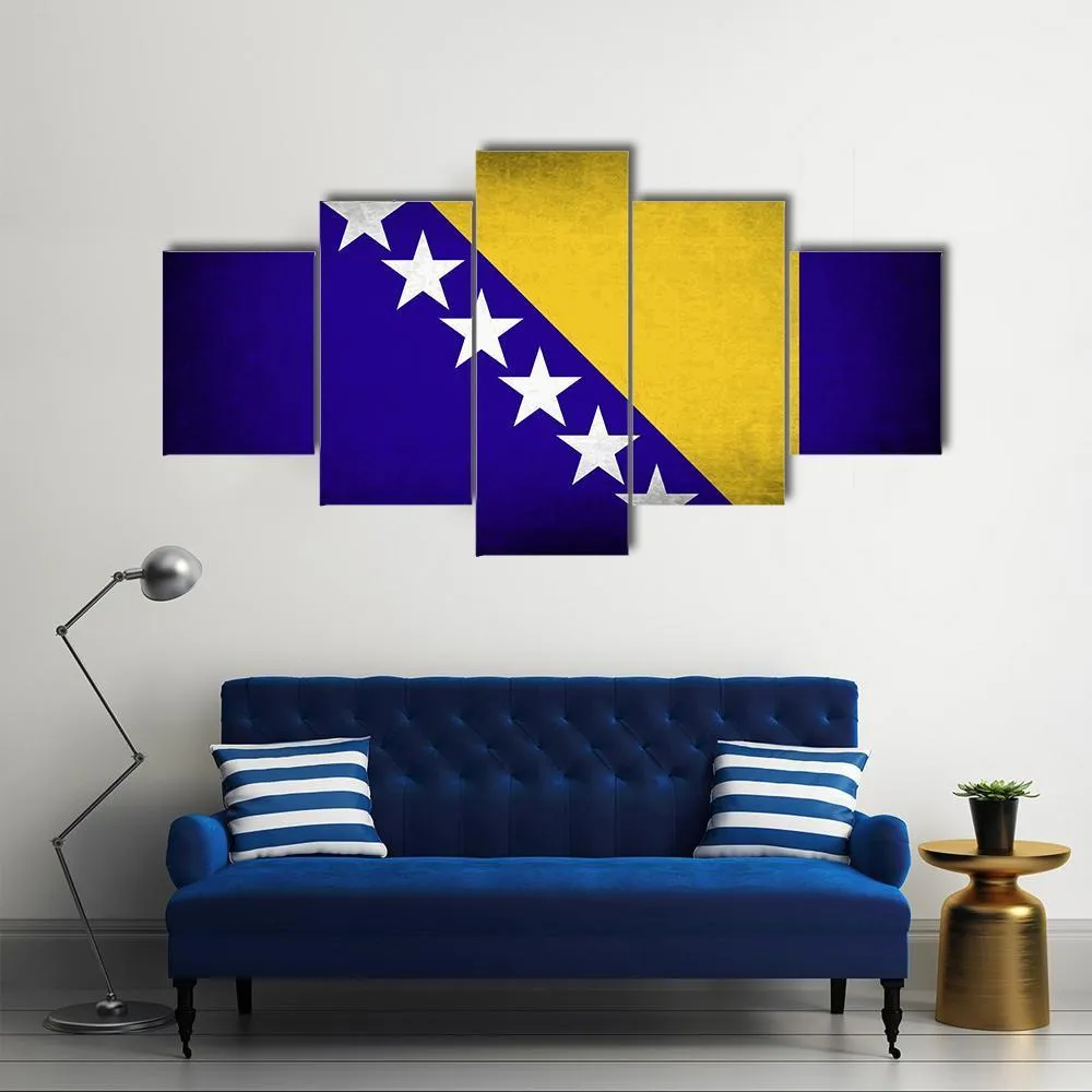Bosnia & Herzegovina Flag Canvas Wall Art