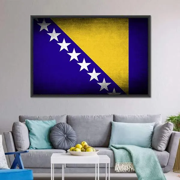 Bosnia & Herzegovina Flag Canvas Wall Art