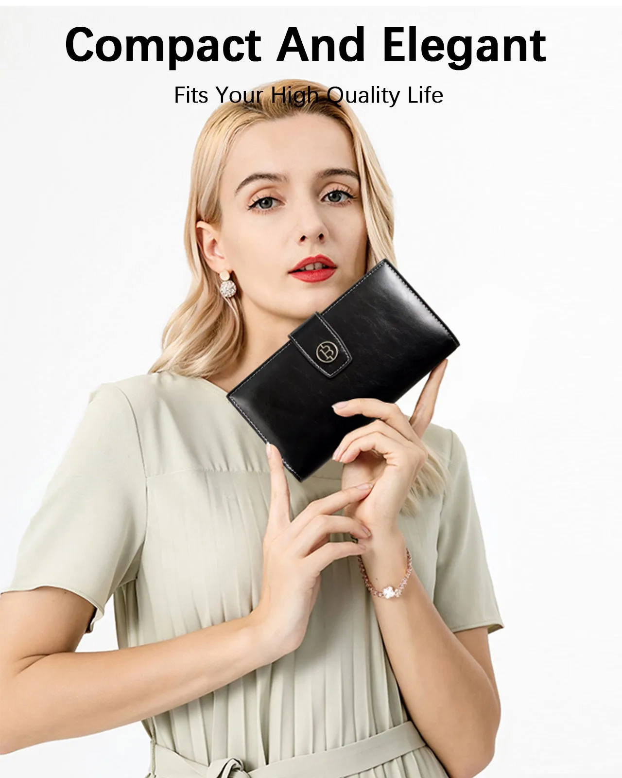 BOSTANTEN Womens Leather Wallets RFID Blocking Large Capacity Trifold Card Holder Ladies Phone Clutch
