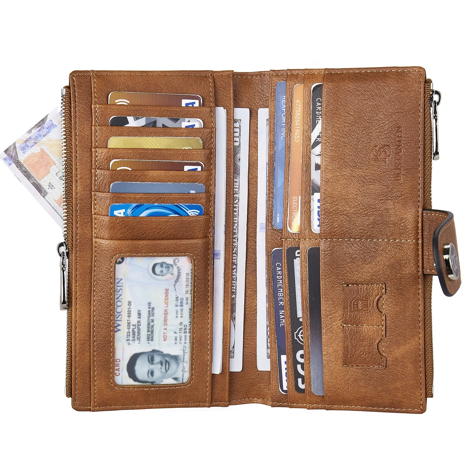 BOSTANTEN Womens Leather Wallets RFID Blocking Large Capacity Trifold Card Holder Ladies Phone Clutch