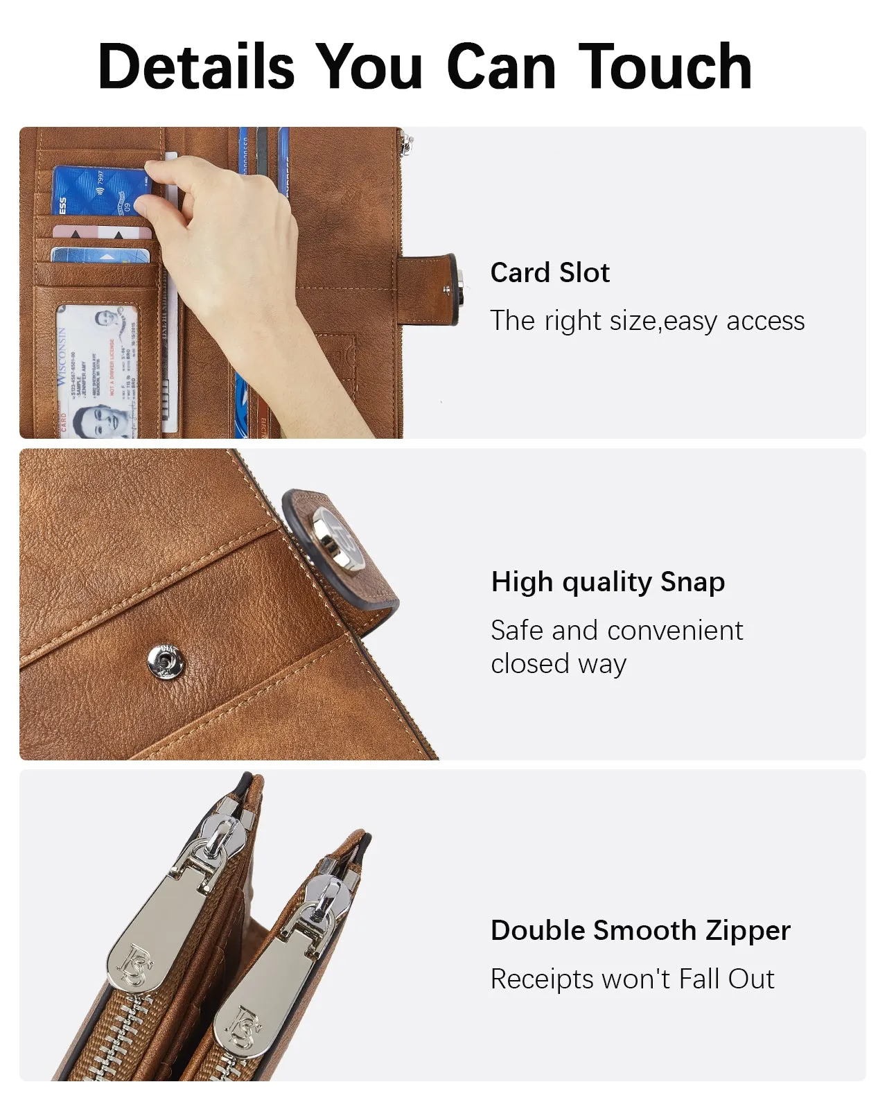 BOSTANTEN Womens Leather Wallets RFID Blocking Large Capacity Trifold Card Holder Ladies Phone Clutch