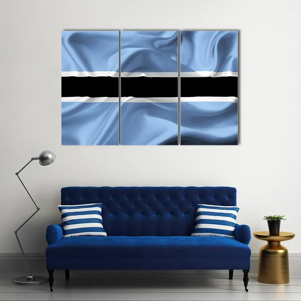 Botswana Waving Flag Canvas Wall Art
