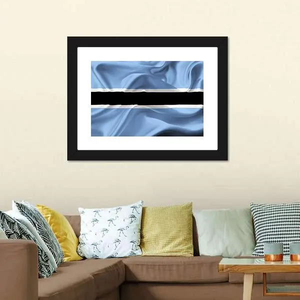 Botswana Waving Flag Canvas Wall Art