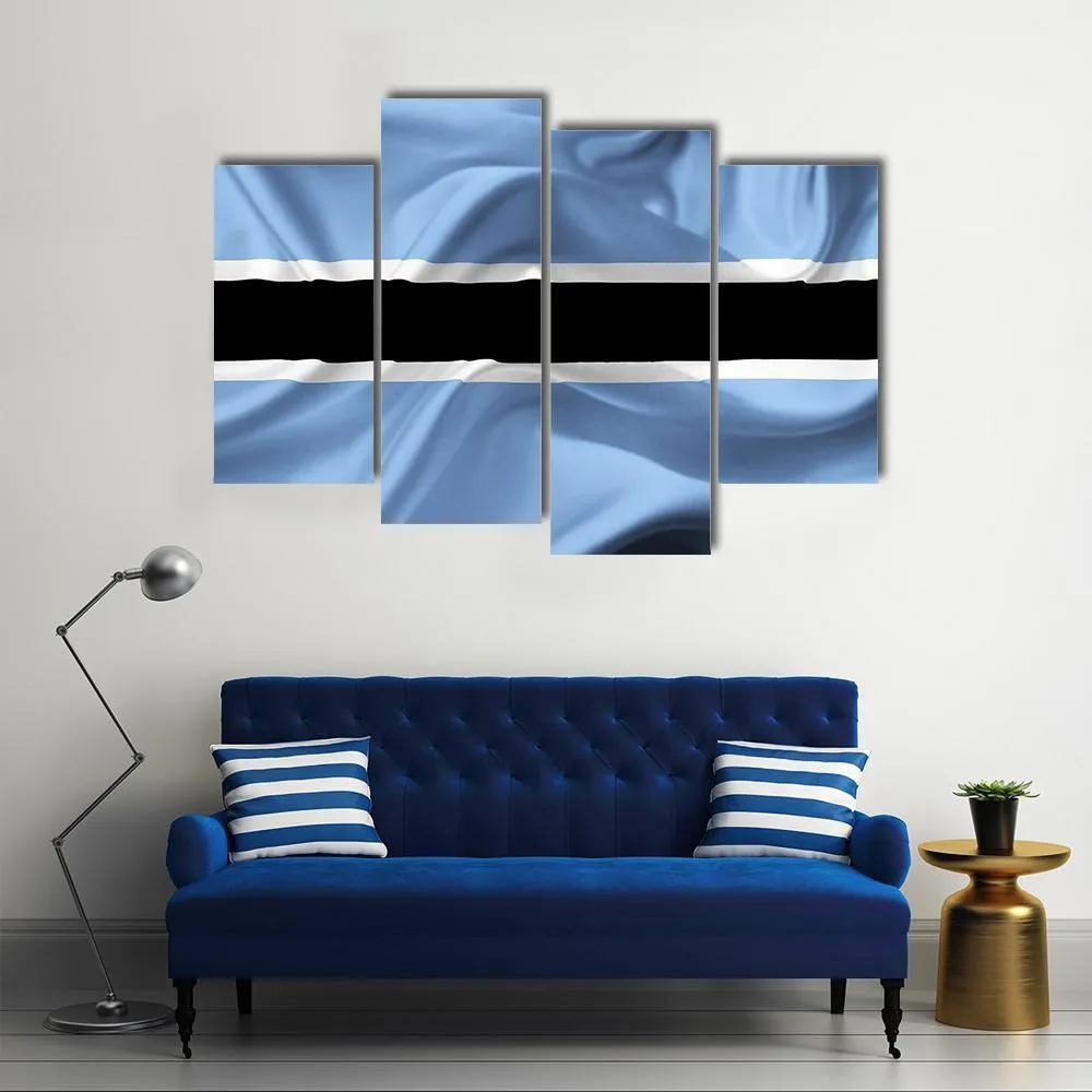 Botswana Waving Flag Canvas Wall Art