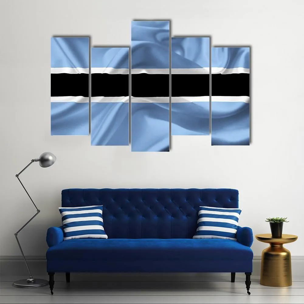 Botswana Waving Flag Canvas Wall Art