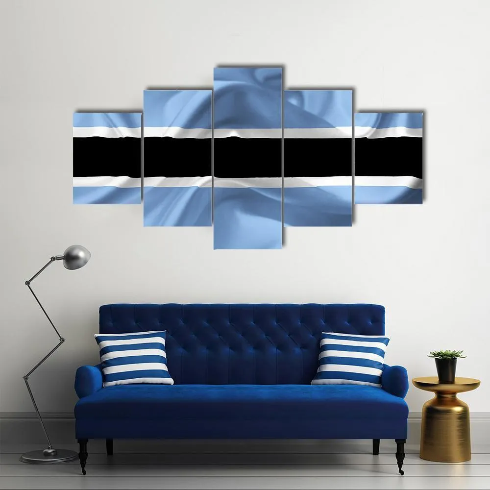 Botswana Waving Flag Canvas Wall Art