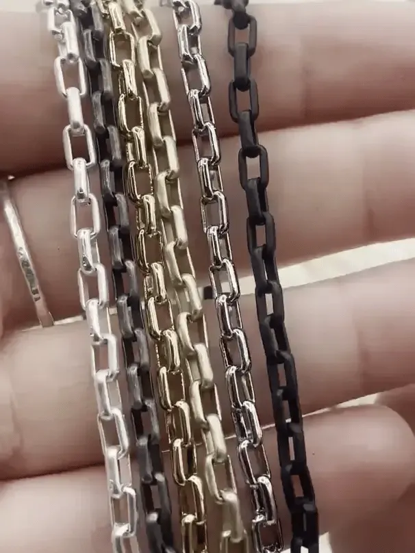 Box Chain Brass High Quality 6 finishes, Rectangle Chain Sold by the foot Electroplated Fast Ship