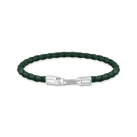 Bracelet with braided, green leather