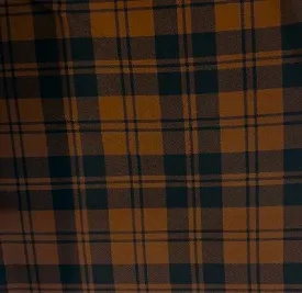 Brown & Black Plaid Print Poly Jersey