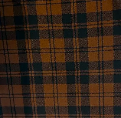 Brown & Black Plaid Print Poly Jersey