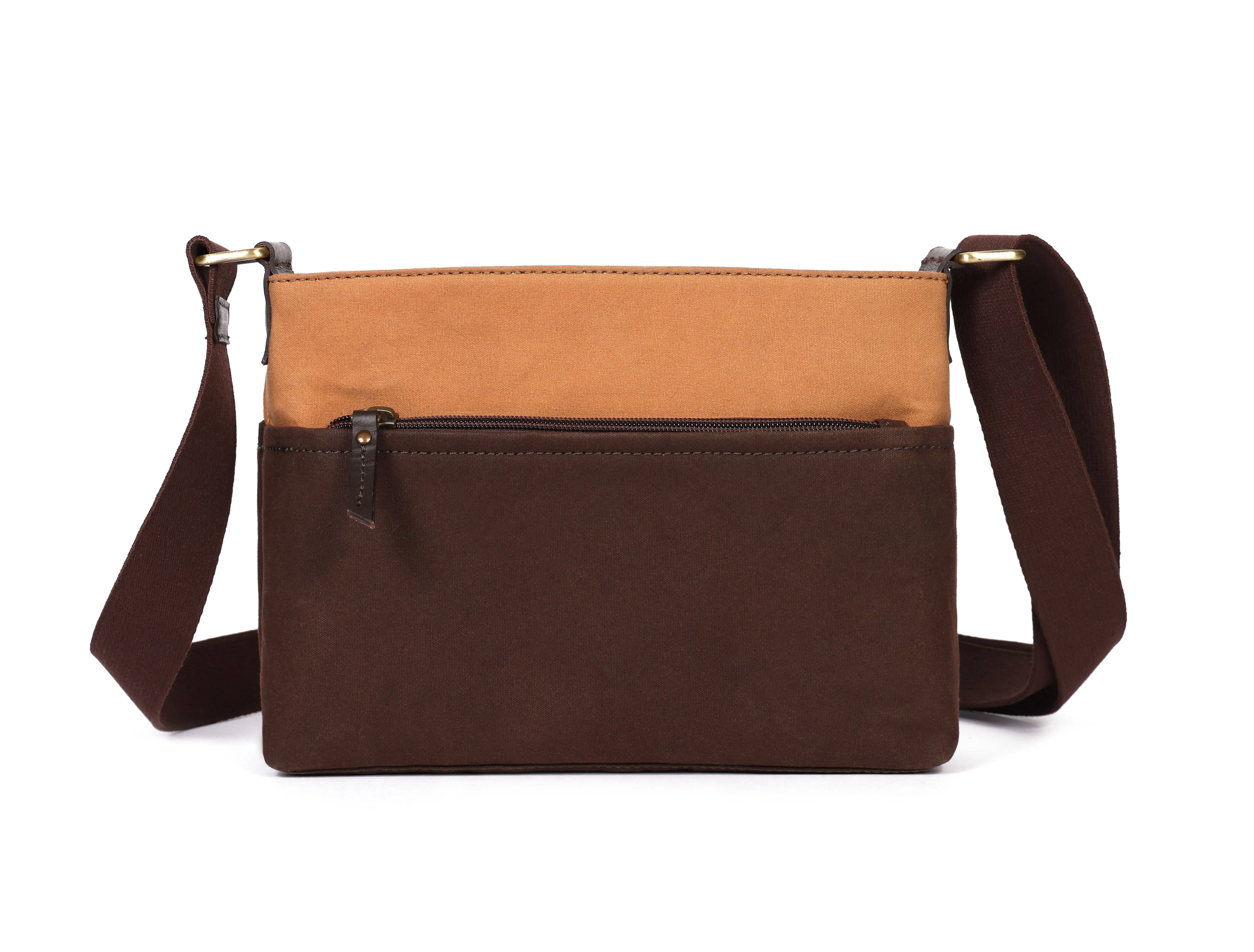 Brown and Tan Canvas Sling Bag - A Stylish and Functional Companion, Art: BG-1745