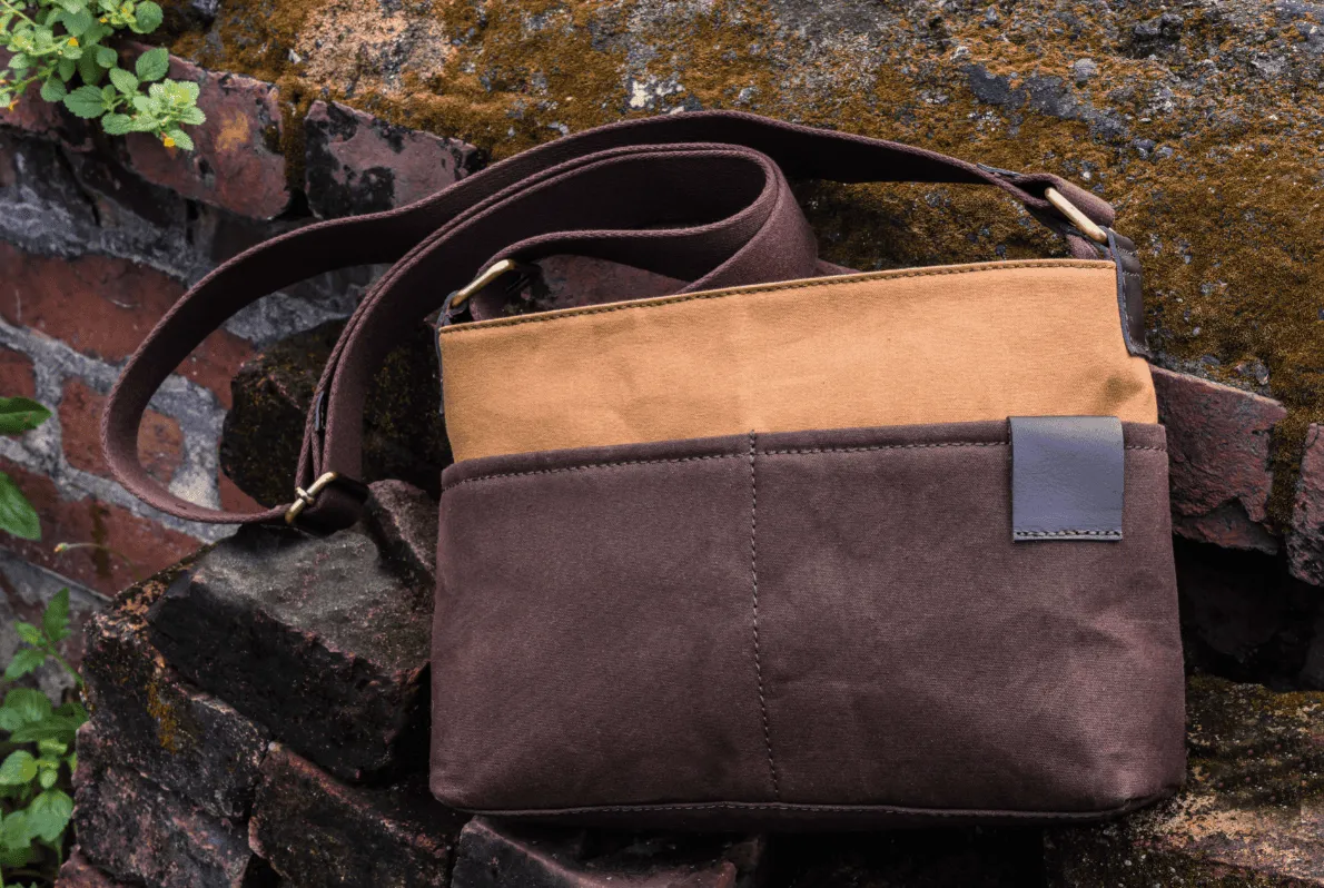 Brown and Tan Canvas Sling Bag - A Stylish and Functional Companion, Art: BG-1745