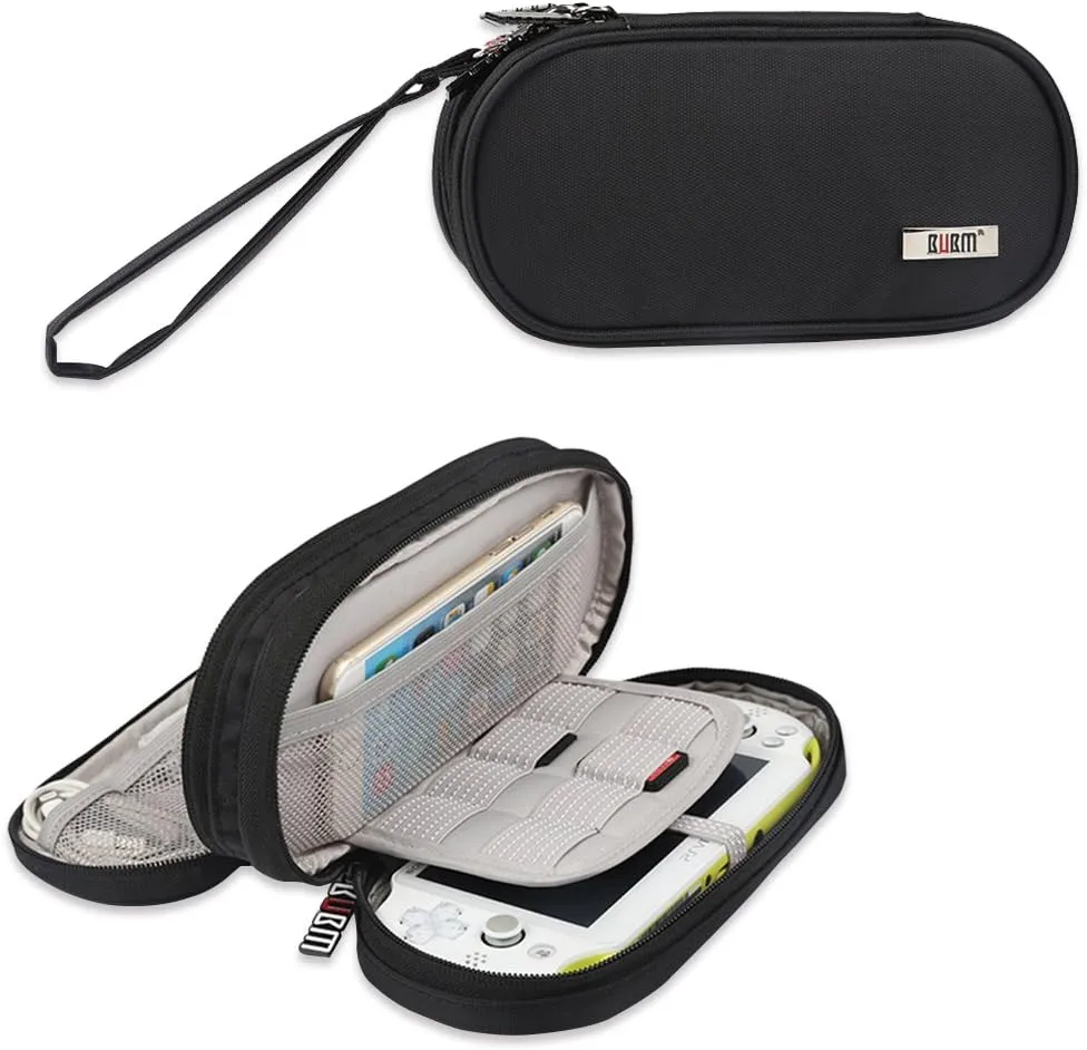 BUBM Double Compartment Storage Case Compatible with PS Vita and PSP, Protective Carrying bag, Portable Travel Organizer Case Compatible with PSV and Other Accessories, Black