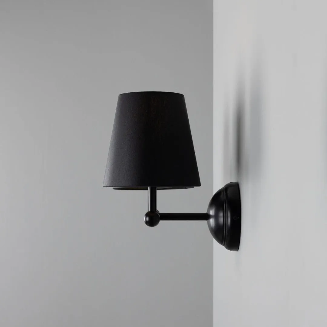 Busan Black Double Wall Light With Fabric Shades
