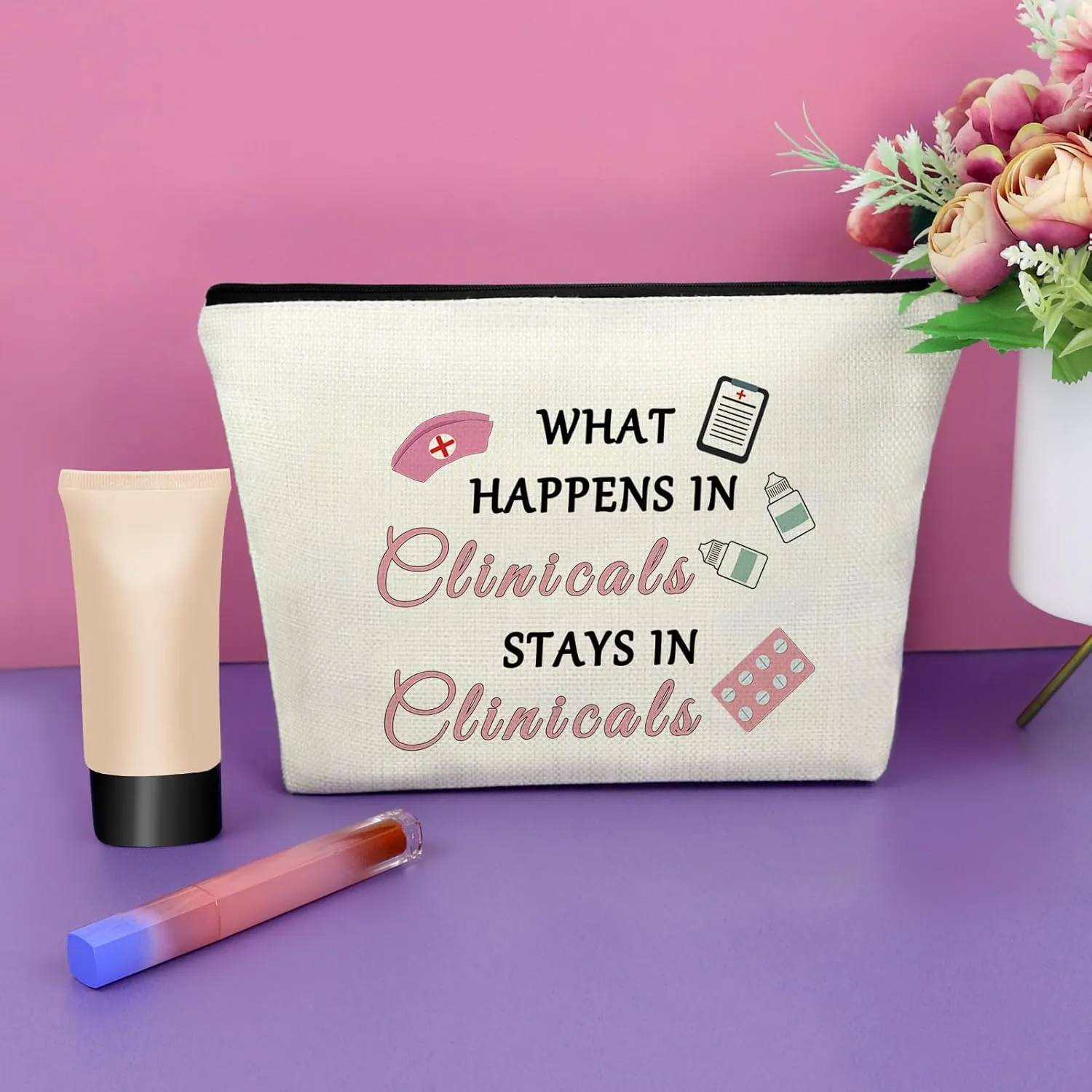 Clinical Gifts Makeup Bag Funny Clinical Nurse Instructor Appreciation Gifts from Student Clinical Research Coordinator Gifts Clinical Nurse Leader Gifts Future Clinical Psychologist Cosmetic Bag