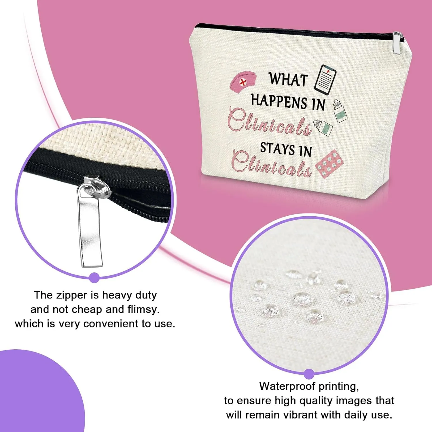 Clinical Gifts Makeup Bag Funny Clinical Nurse Instructor Appreciation Gifts from Student Clinical Research Coordinator Gifts Clinical Nurse Leader Gifts Future Clinical Psychologist Cosmetic Bag