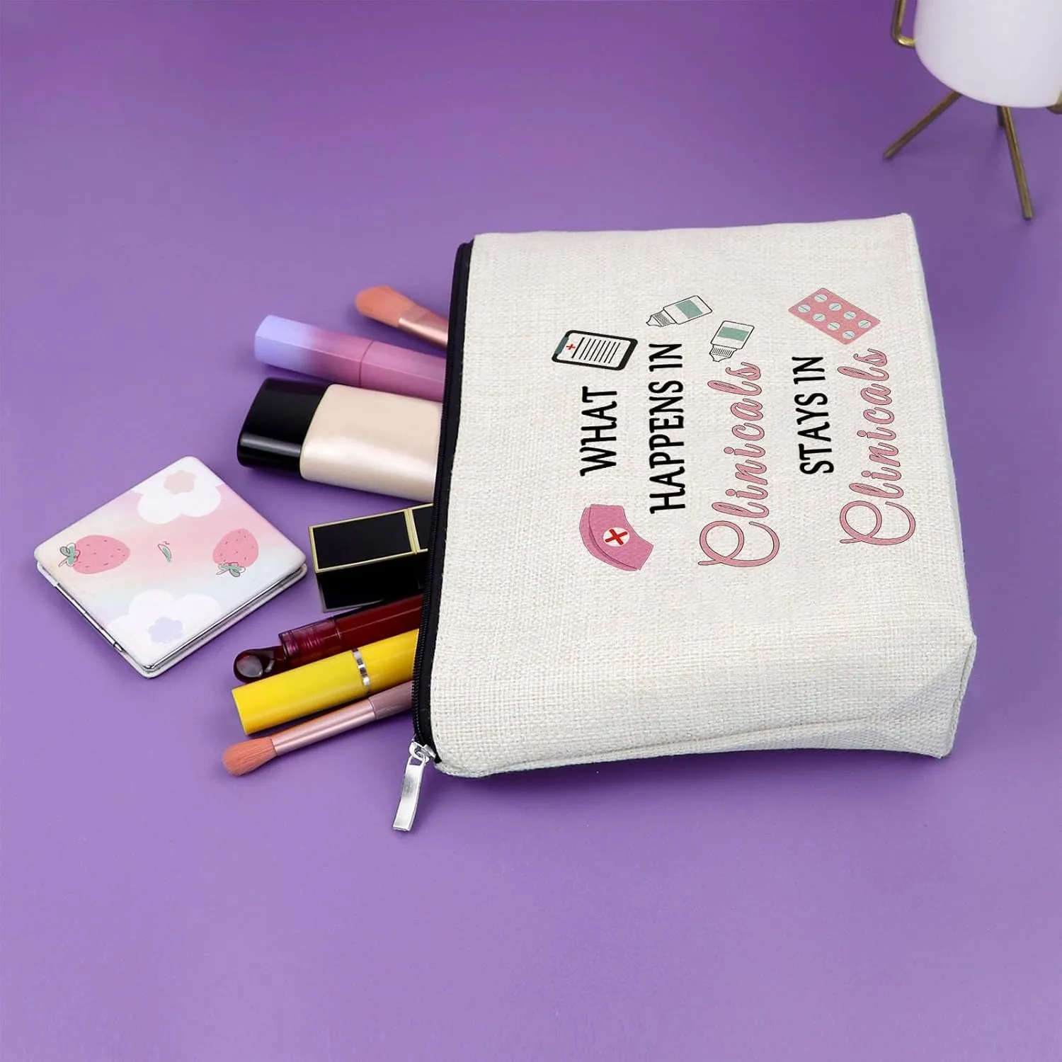 Clinical Gifts Makeup Bag Funny Clinical Nurse Instructor Appreciation Gifts from Student Clinical Research Coordinator Gifts Clinical Nurse Leader Gifts Future Clinical Psychologist Cosmetic Bag