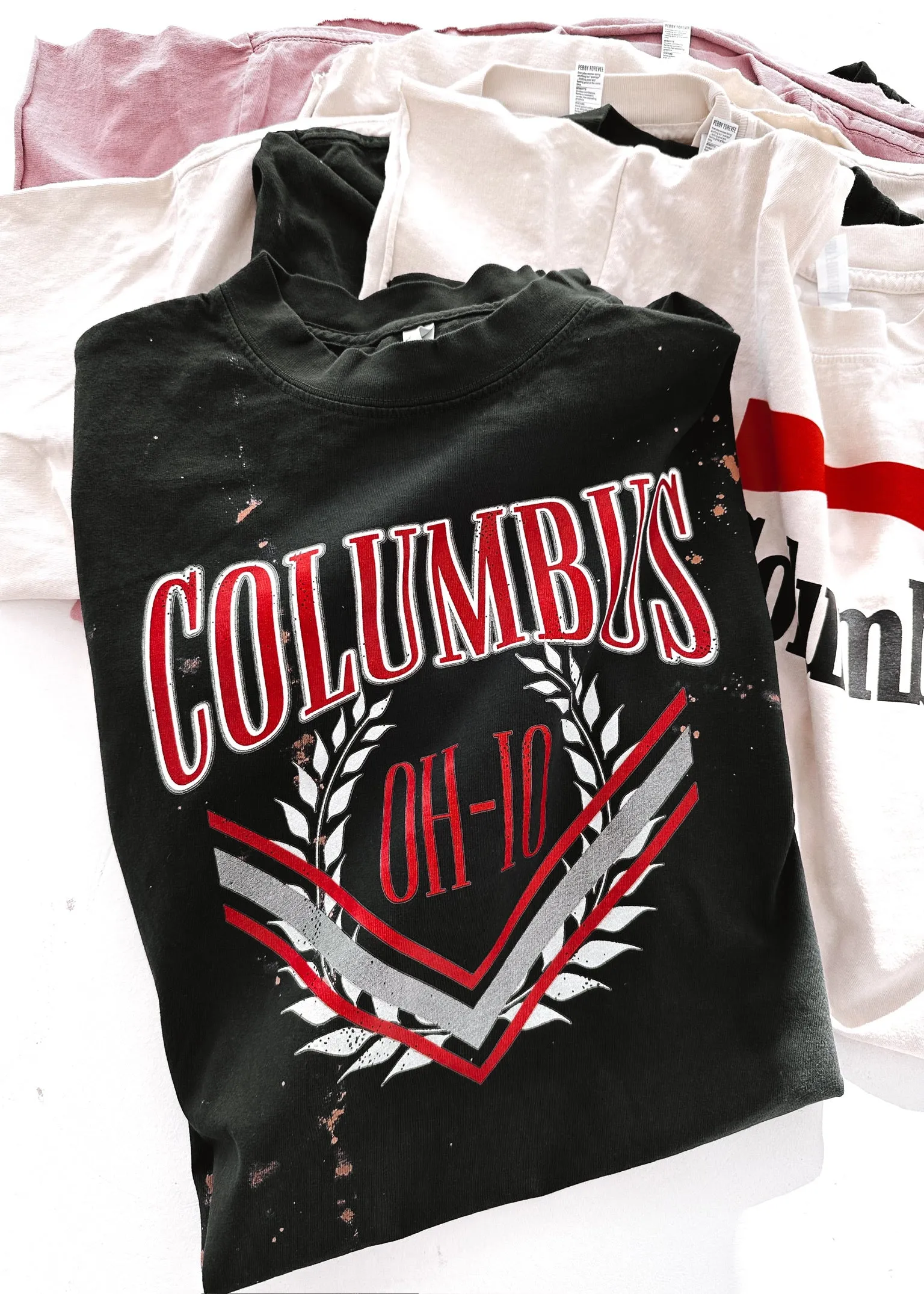 COLUMBUS OH-IO 90's BLEACHED OUT SIDE SLIT TEE