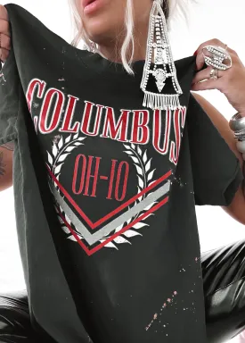 COLUMBUS OH-IO 90's BLEACHED OUT SIDE SLIT TEE