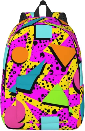 Cool 80s 90s Vintage Backpack for Girls Boys Women Lightweight Canvas Bookbag Casual Daypack for Travel Outdoor Camping, 15 Inches