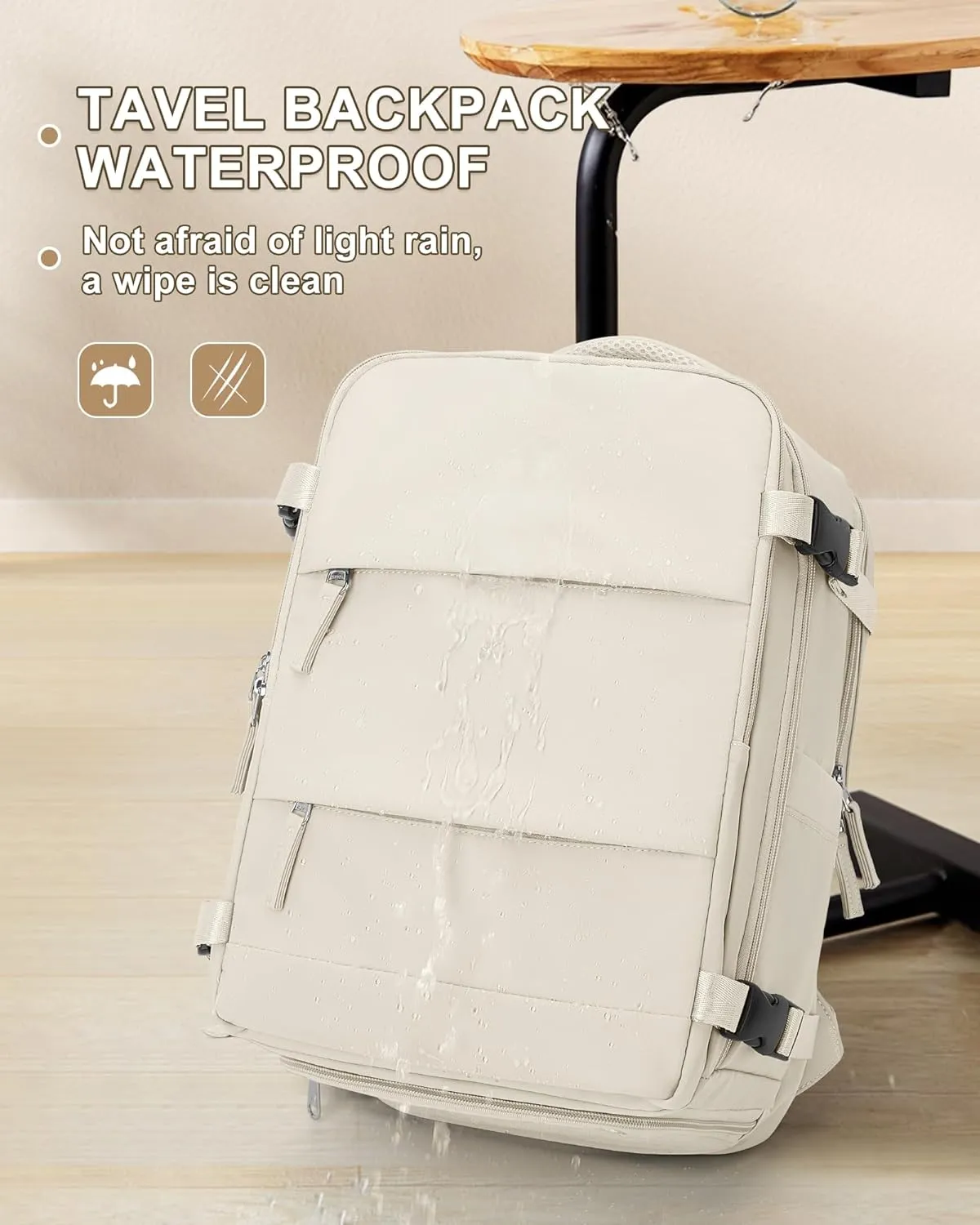 coowoz Large Travel Backpack Carry On for Women Man Gym Backpack with Laptop Compartment Mochila de Viaje Teacher Personal Item Backpack Rucksack Airplane Accessories Must Haves Beige