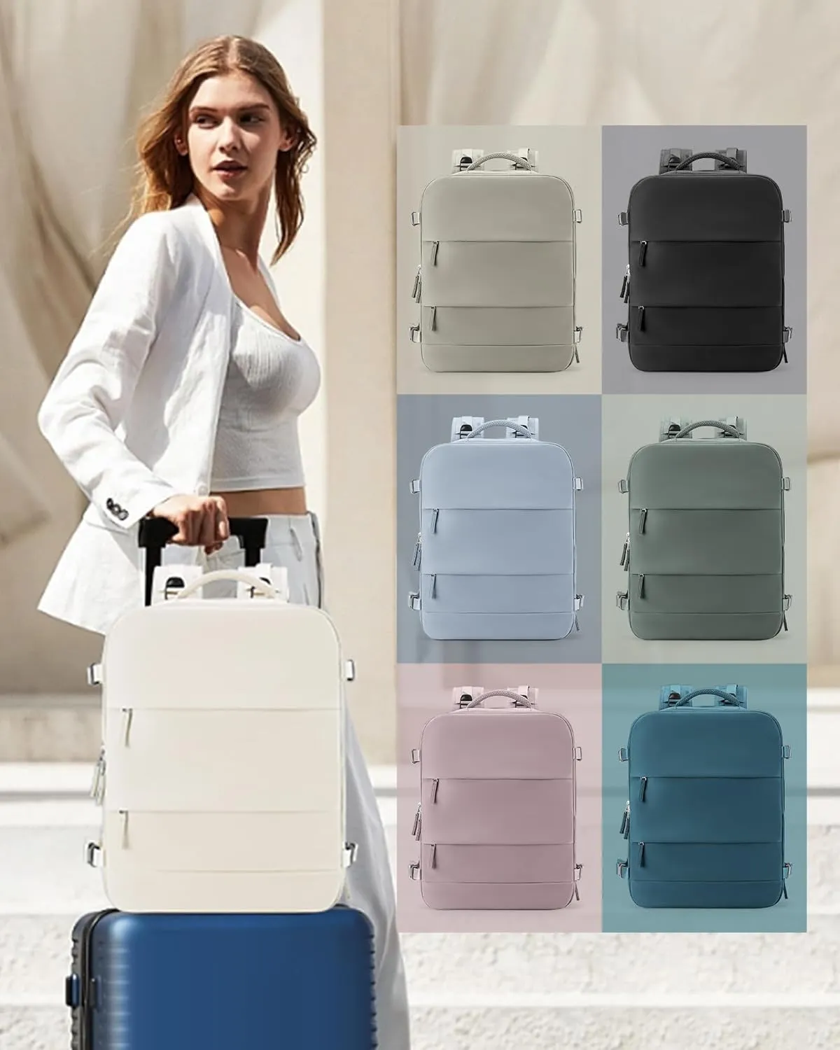 coowoz Large Travel Backpack Carry On for Women Man Gym Backpack with Laptop Compartment Mochila de Viaje Teacher Personal Item Backpack Rucksack Airplane Accessories Must Haves Beige