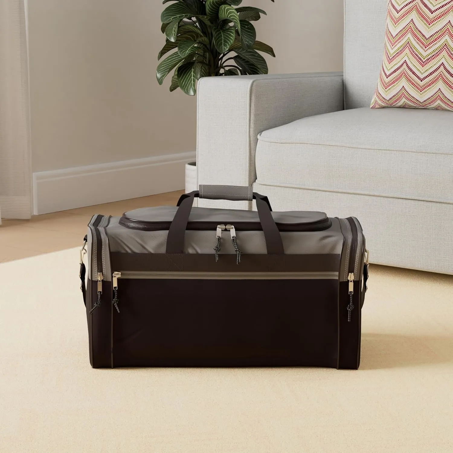 DALIX 25" Extra Large Vacation Travel Duffle Bag in Gray and Black
