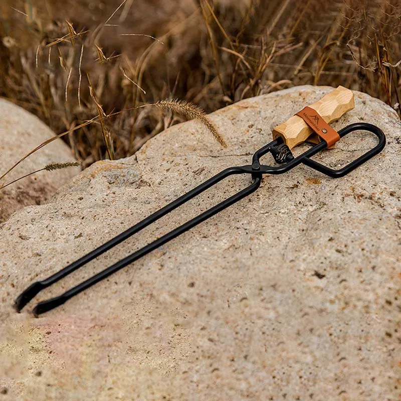 Dbeck® Wooden Handle Duckbill Firewood Tongs