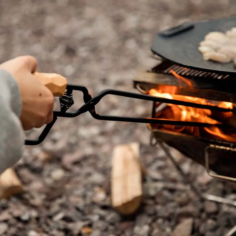 Dbeck® Wooden Handle Duckbill Firewood Tongs