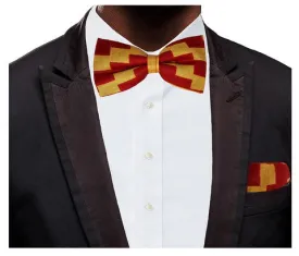 Deep Red and Beige African Print Kente Bow Tie-DPIM035BT