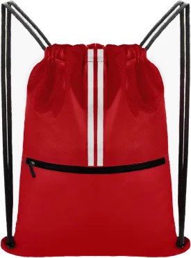 Drawstring Backpack Large Sports Draw String Bag for Women and Men (Red)