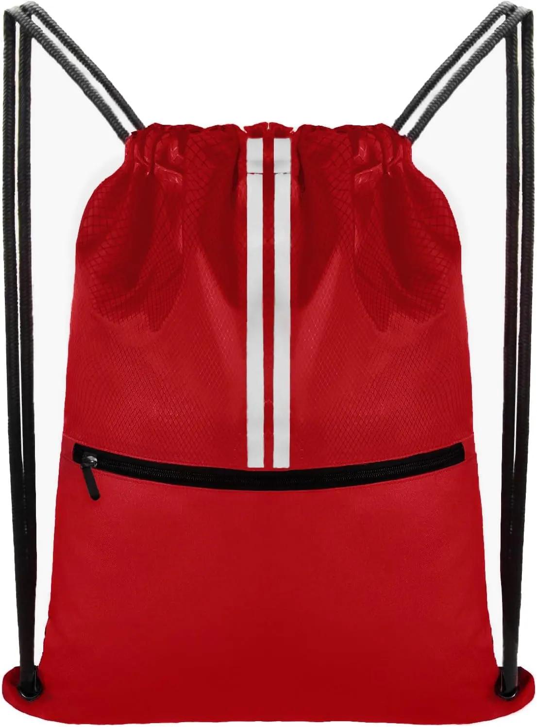 Drawstring Backpack Large Sports Draw String Bag for Women and Men (Red)