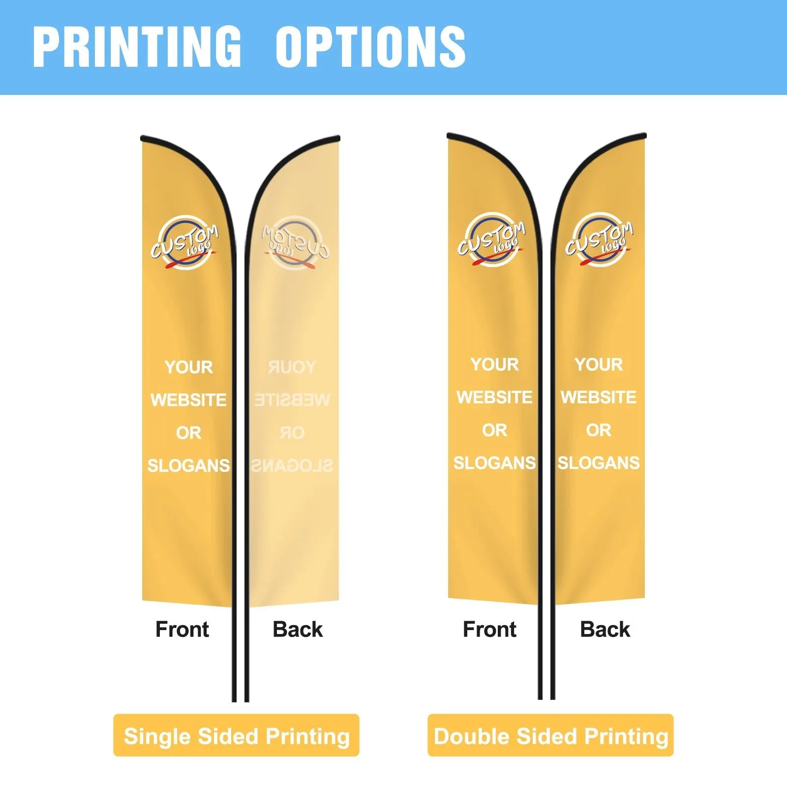 EAGLE PEAK Custom Printed Feather Flags with Your Logo and Design, Personalized Advertising Flags for Marketing, with Ground Spike & Carry Bag, 14.8x2.3 ft