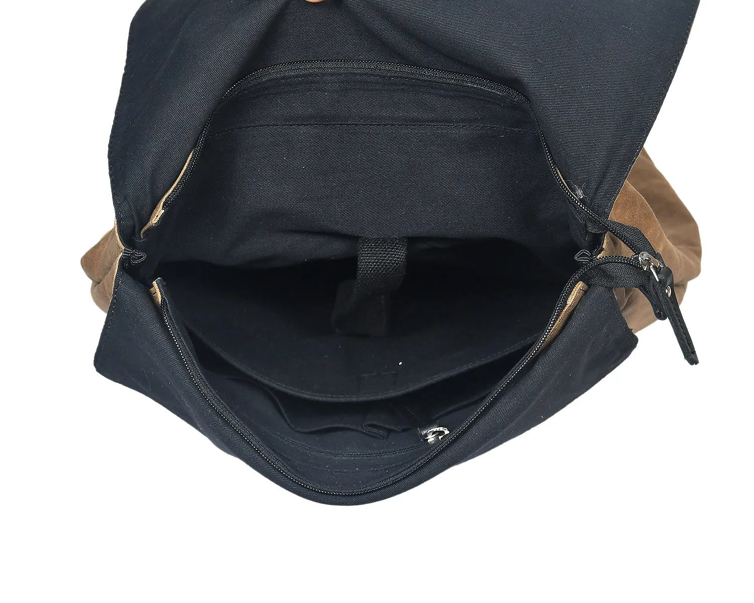Elegant Brown Canvas and Leather Backpack. Art: BG-1140