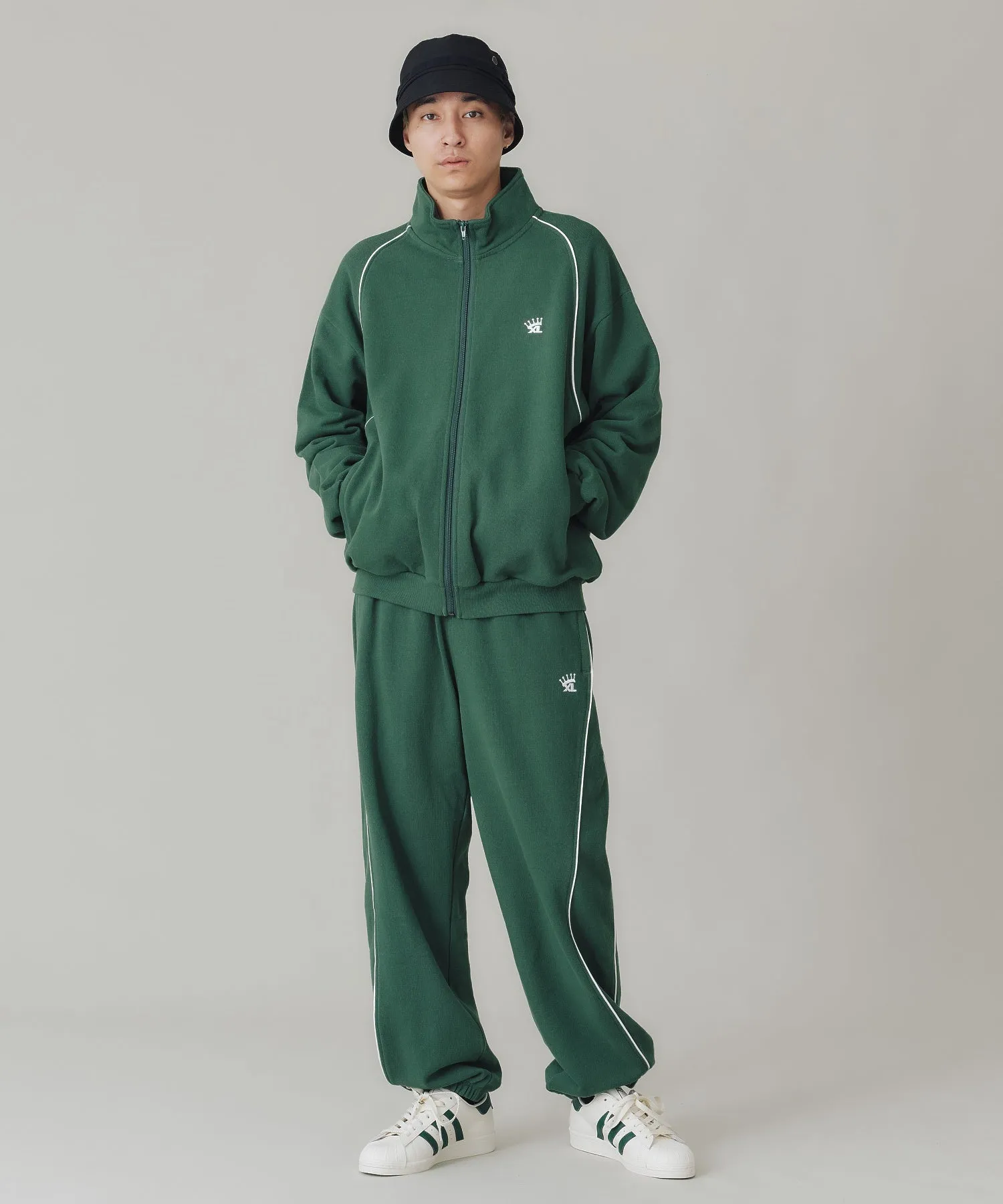 EMBROIDERED LOGO PIPING ZIP UP SWEATSHIRT