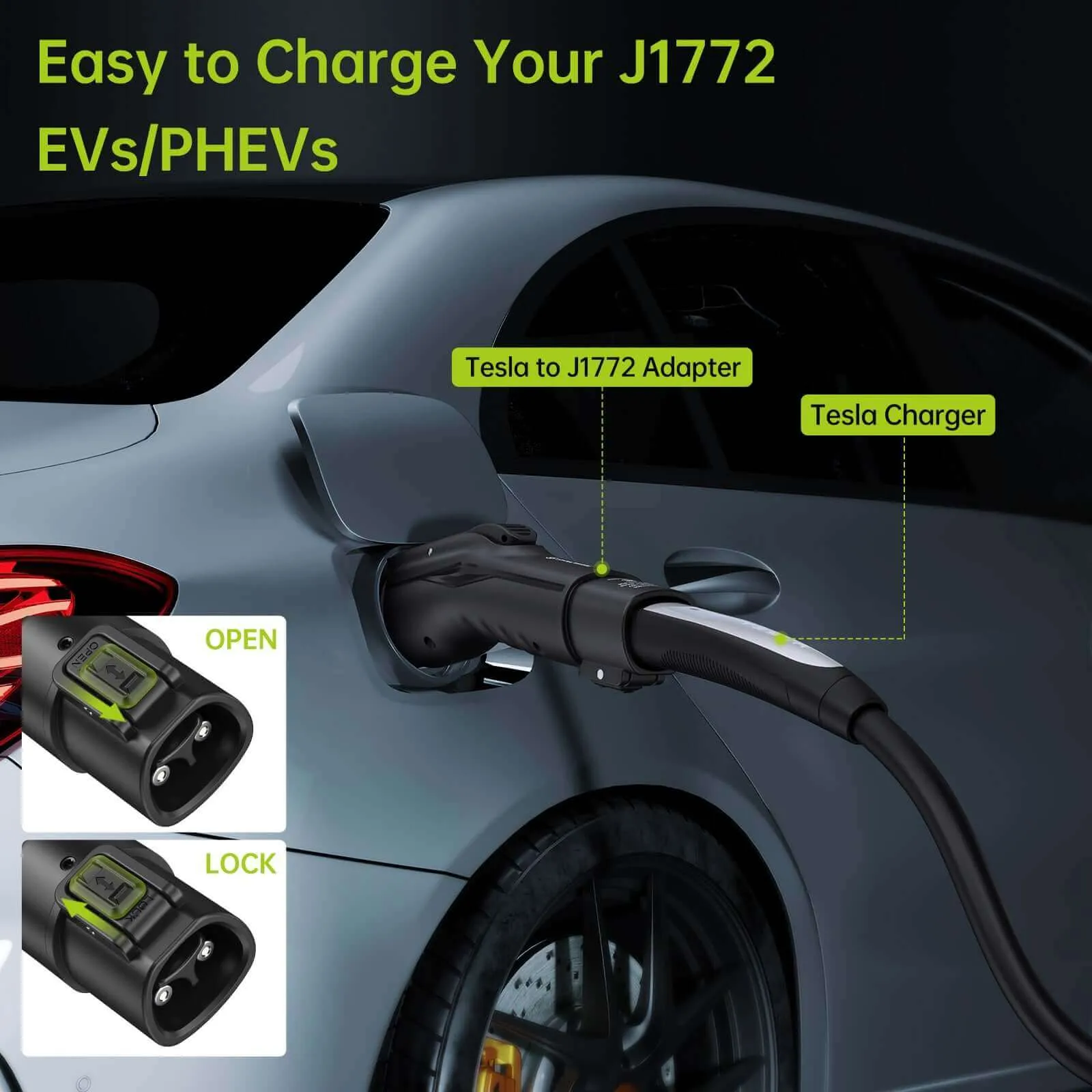 EV Charging Adapter (Tesla to J1772), 48A/250V AC