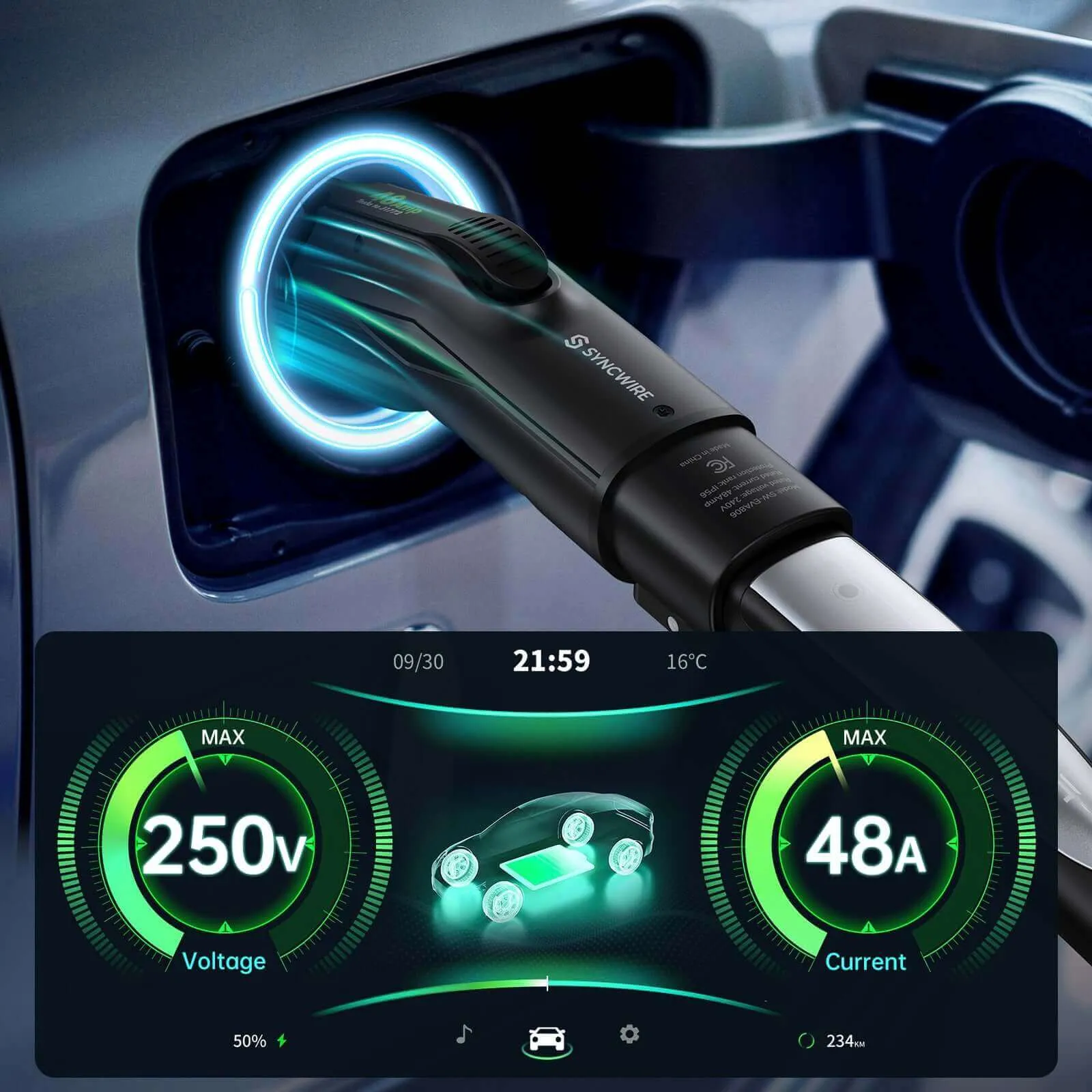 EV Charging Adapter (Tesla to J1772), 48A/250V AC