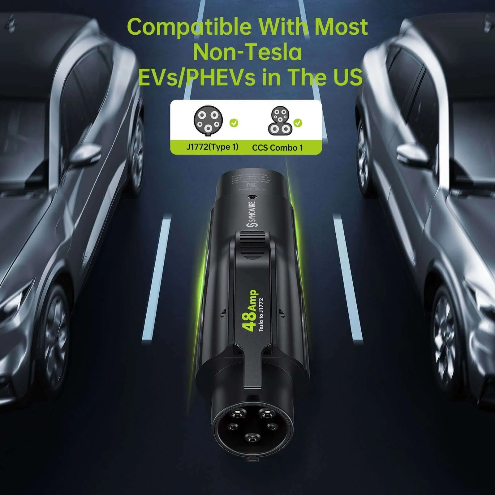 EV Charging Adapter (Tesla to J1772), 48A/250V AC