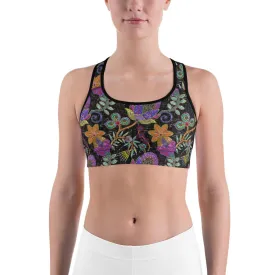 Faux Paillette Flower Sports Bra
