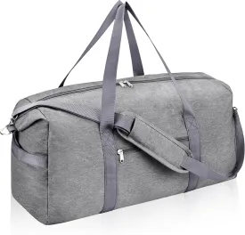 Felipe Varela Carry on luaggage 22x14x9 Airlines Approved, Foldable Carry on Bag Travel Duffel Bags Small Overnight weekender Gym Duffle Bag with Wet Pocket for Women Men (Grey, 40L)