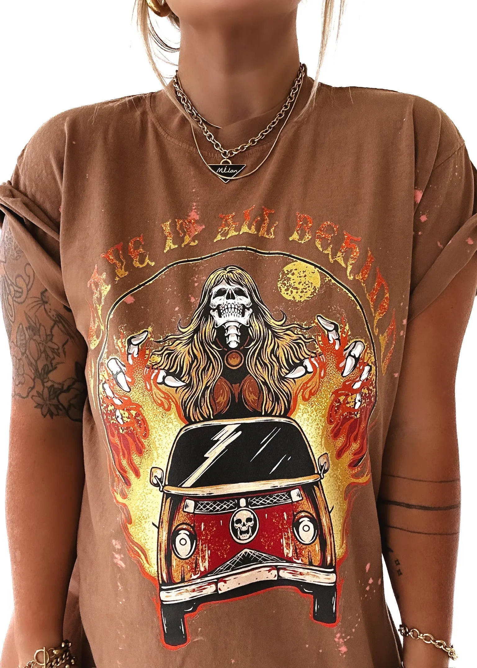 FINAL SALE: LEAVE IT ALL BEHIND BLEACHED OUT SIDE SLIT TEE
