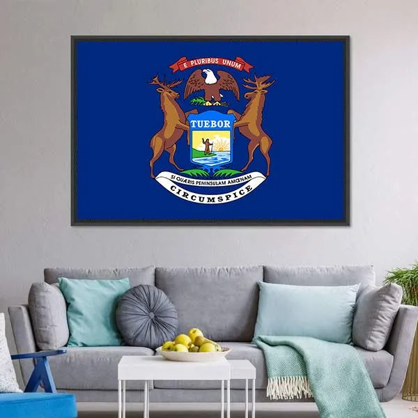 Flag Of Michigan Canvas Wall Art
