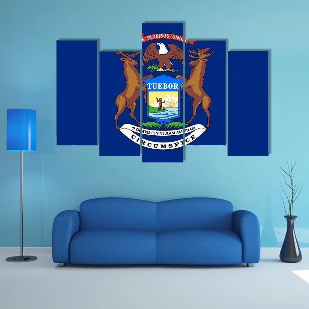 Flag Of Michigan Canvas Wall Art