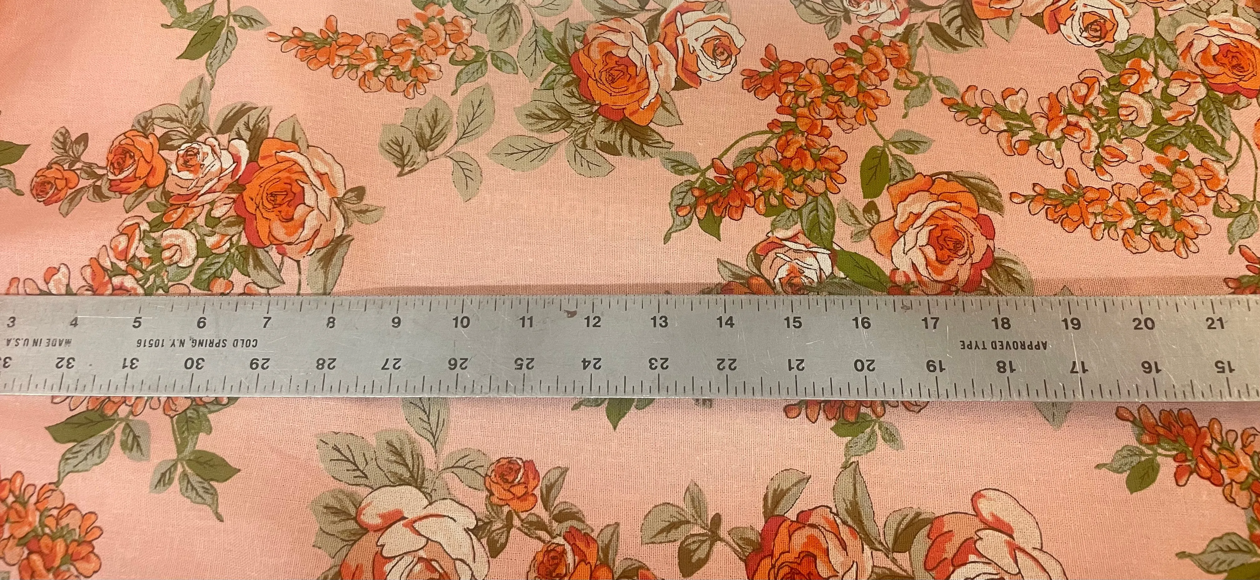 Floral Bouquet Linen Rayon - Pink, Red & Green