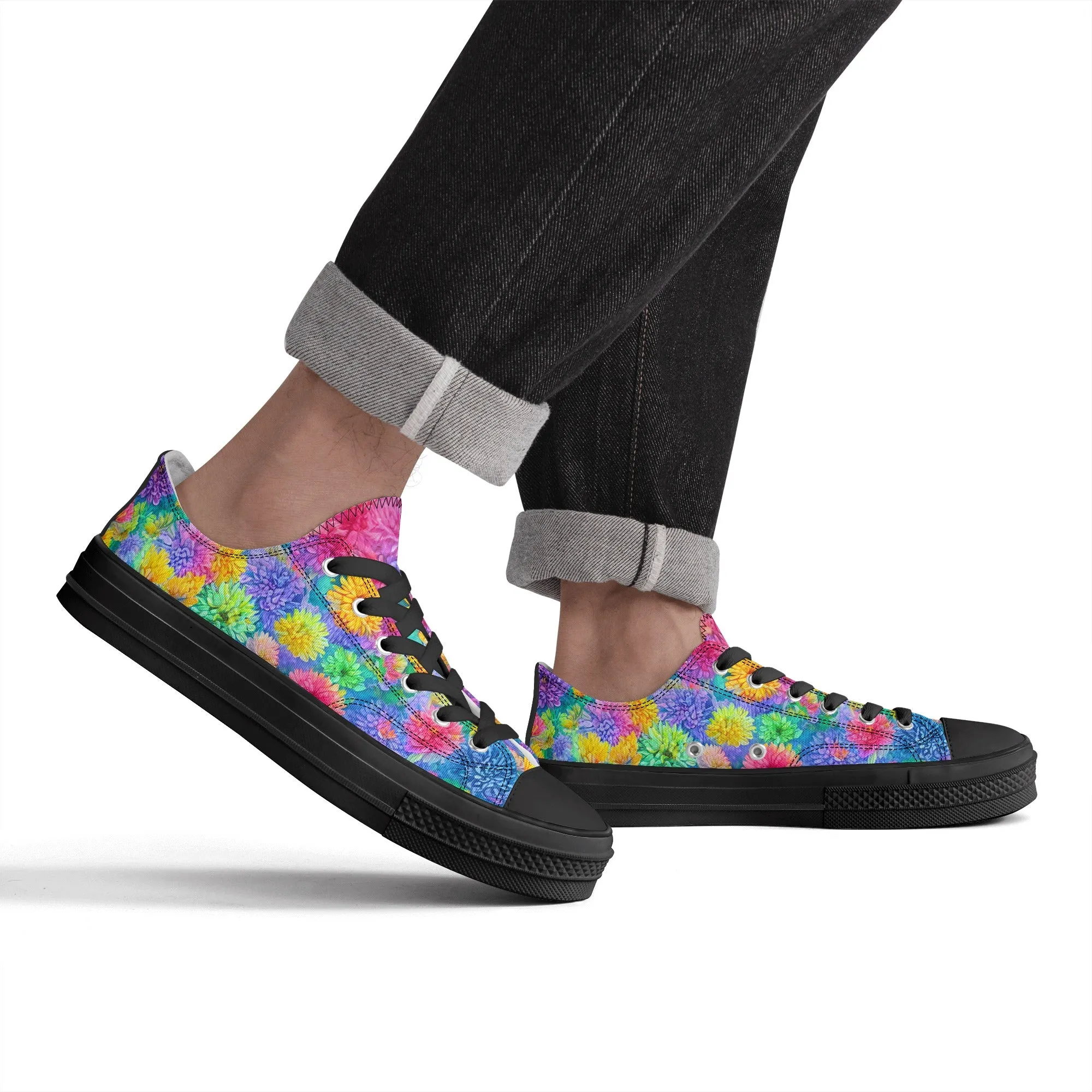 Flowers Mens Low Top Shoes, Garden Classic Canvas Converse Sneakers.