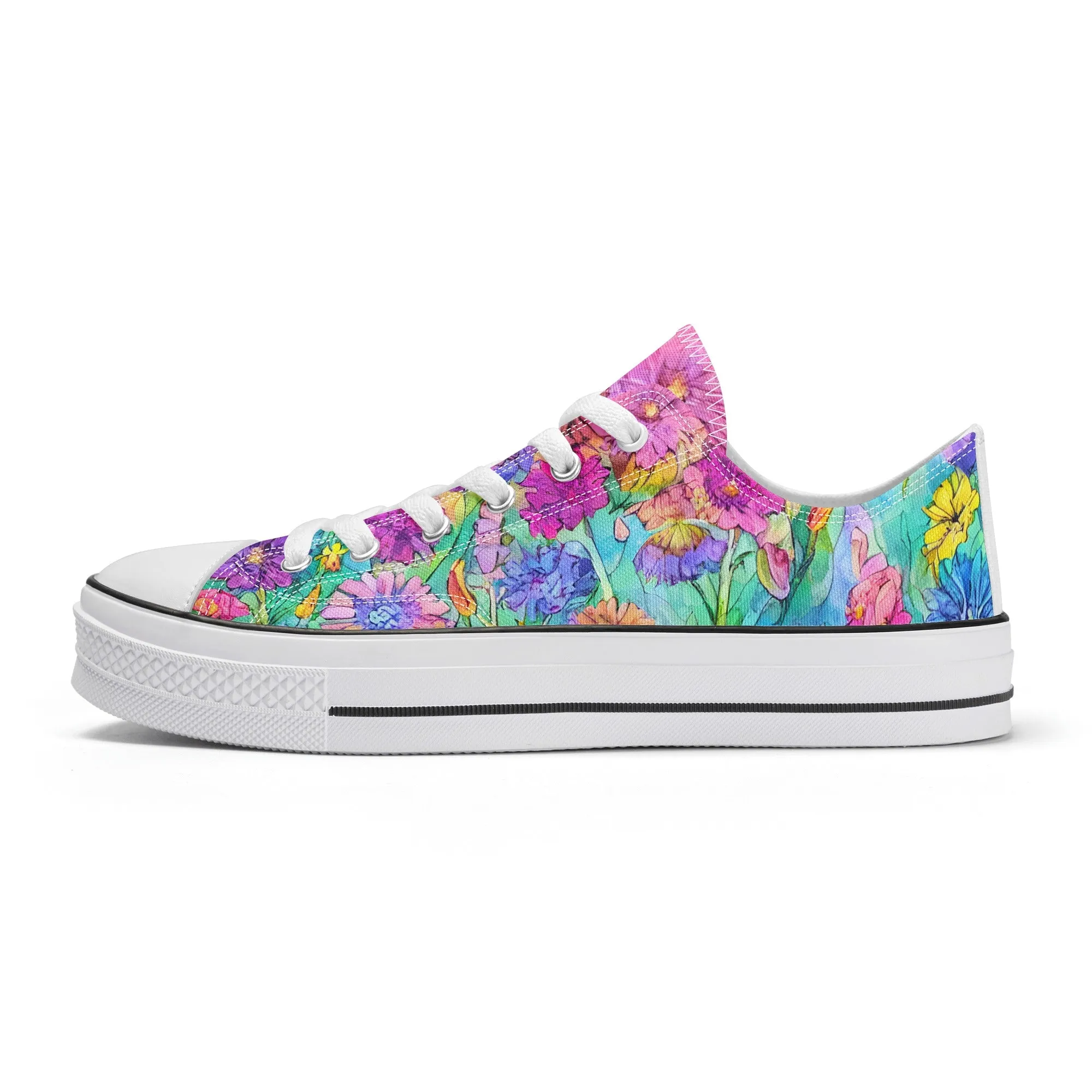 Flowers Mens Low Top Shoes, Garden Classic Canvas Converse Sneakers.