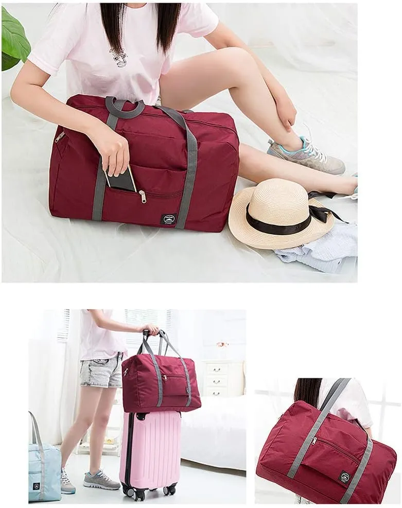 Foldable Travel Duffel Bag Tote Carry on Luggage Bag Spirit Airlines Personal item Sports Gym Bag Water Resistant Weekender Overnight Bags for Women and Men (Red)