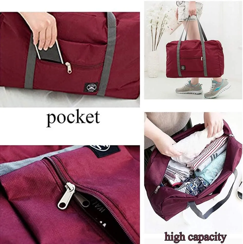 Foldable Travel Duffel Bag Tote Carry on Luggage Bag Spirit Airlines Personal item Sports Gym Bag Water Resistant Weekender Overnight Bags for Women and Men (Red)