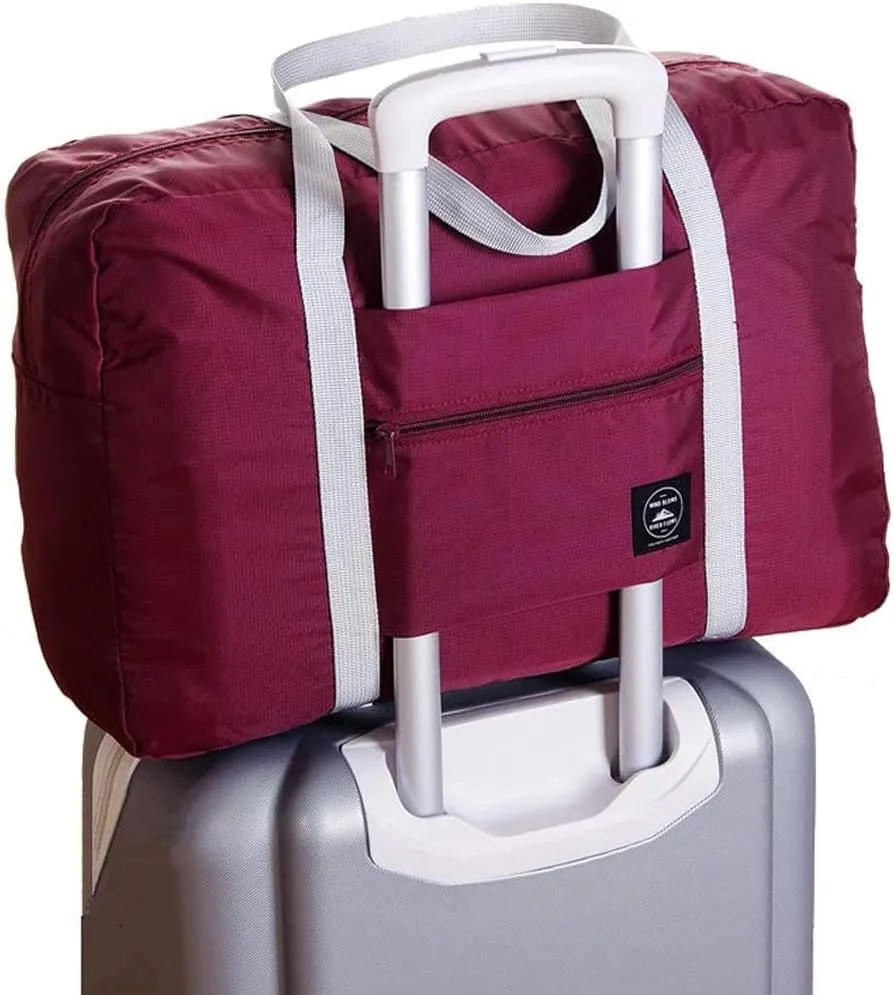 Foldable Travel Duffel Bag Tote Carry on Luggage Bag Spirit Airlines Personal item Sports Gym Bag Water Resistant Weekender Overnight Bags for Women and Men (Red)