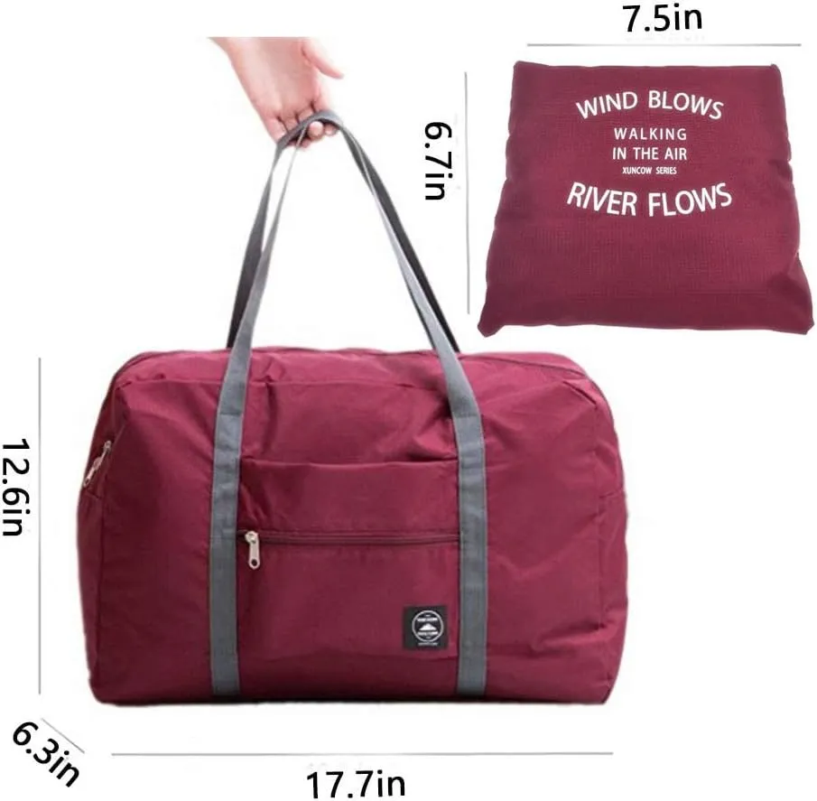 Foldable Travel Duffel Bag Tote Carry on Luggage Bag Spirit Airlines Personal item Sports Gym Bag Water Resistant Weekender Overnight Bags for Women and Men (Red)